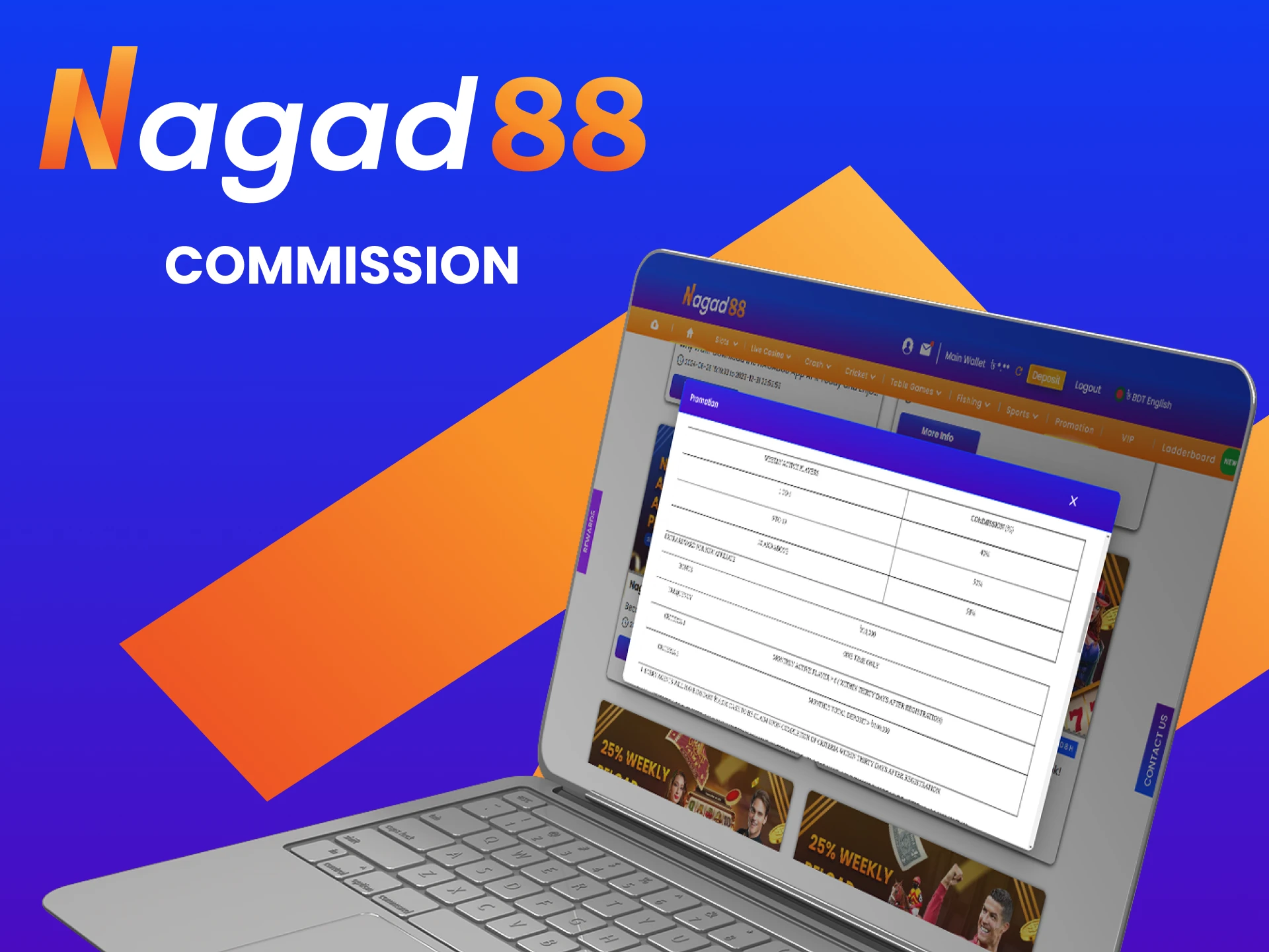 Nagad88 affiliate program offers 40, 50, and 58% commission for agents.