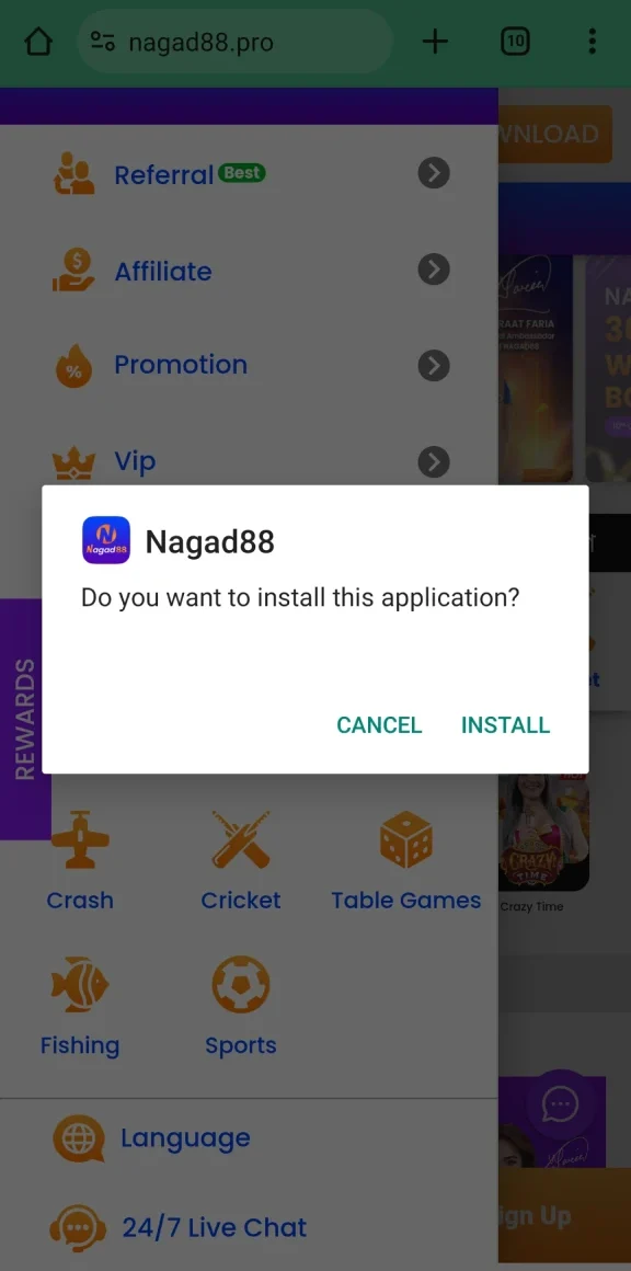 Install the Nagad88 APK for Android by clicking on the downloaded file.