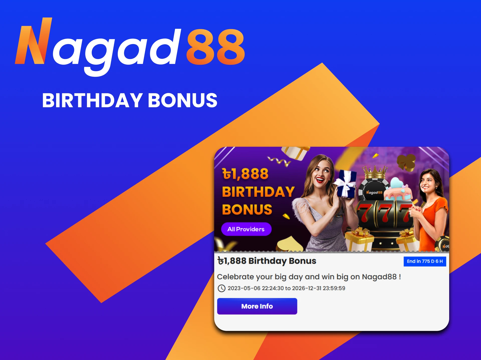 You will receive a gift on your birthday as a Nagad88 bonus.