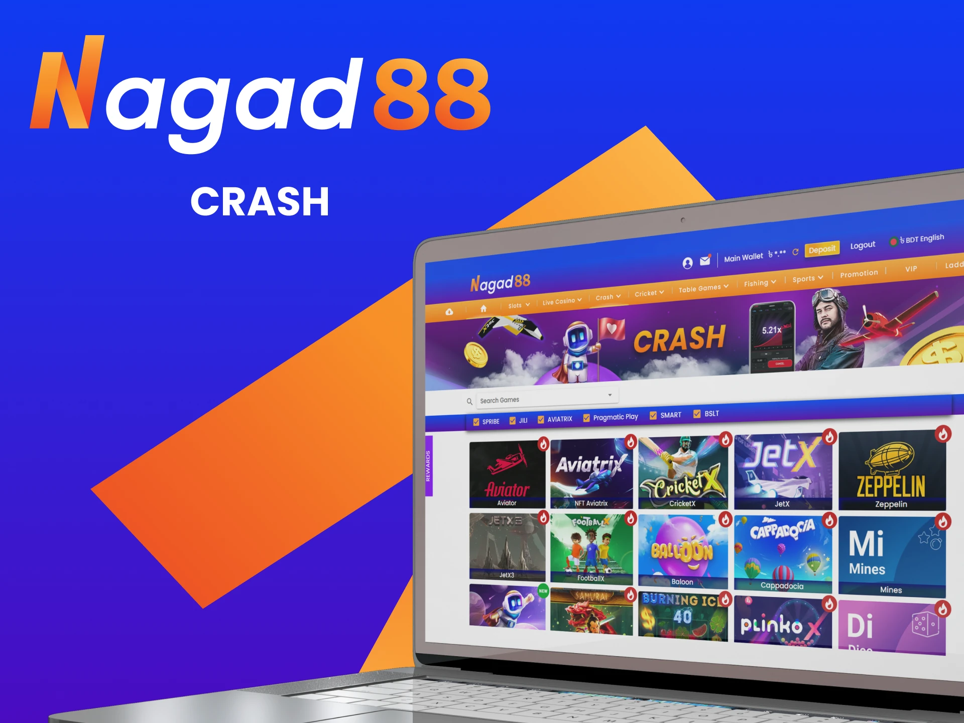 Play crash games with Nagad88 casino BD.