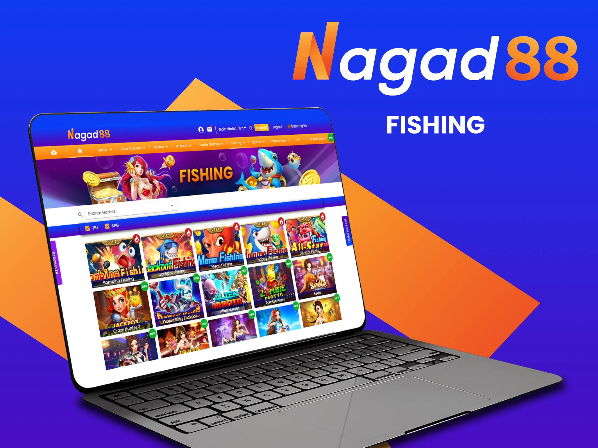 To play at Nagad88 online casino, choose Fishing games.