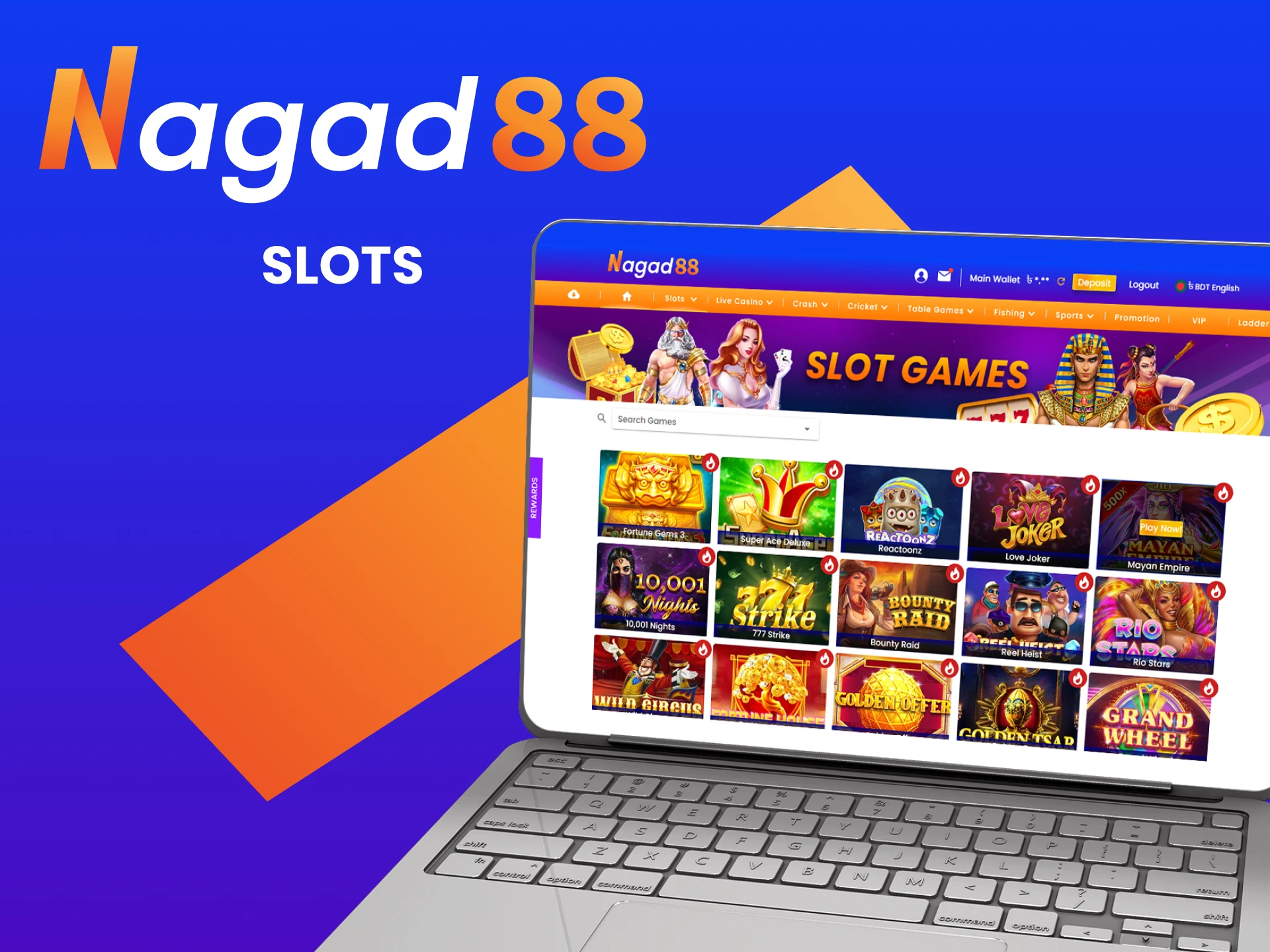 Visit the slots section at Nagad88 casino.