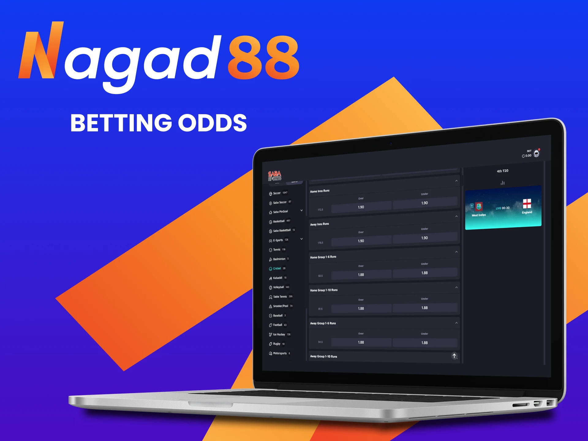 Nagad88 use decimal odds for betting.