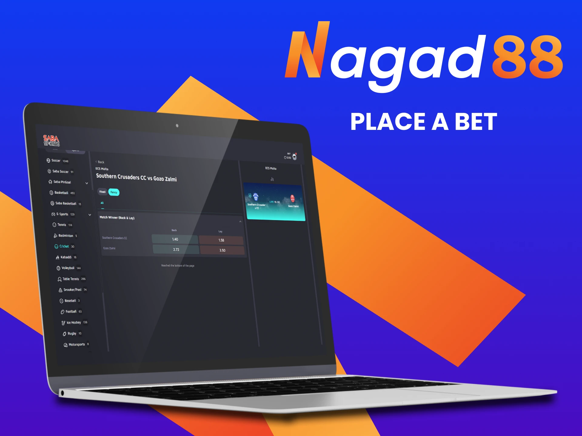 Place bets on sports with Nagad88 live by log in to your account and deposit money.