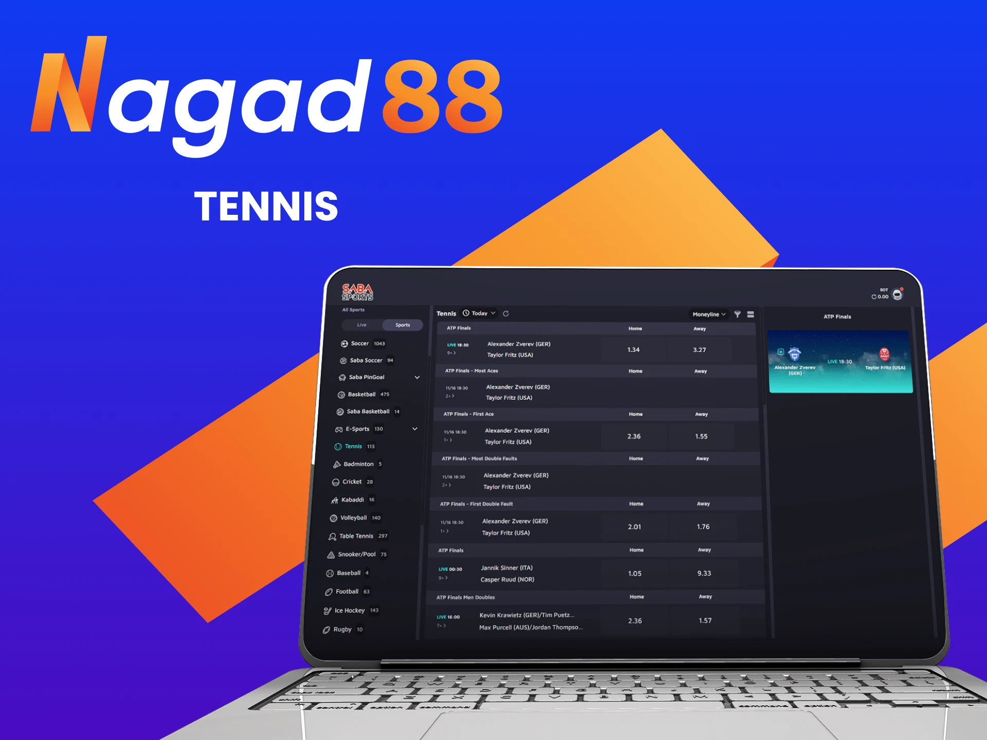 Choose tennis for betting on Nagad88 Pro.