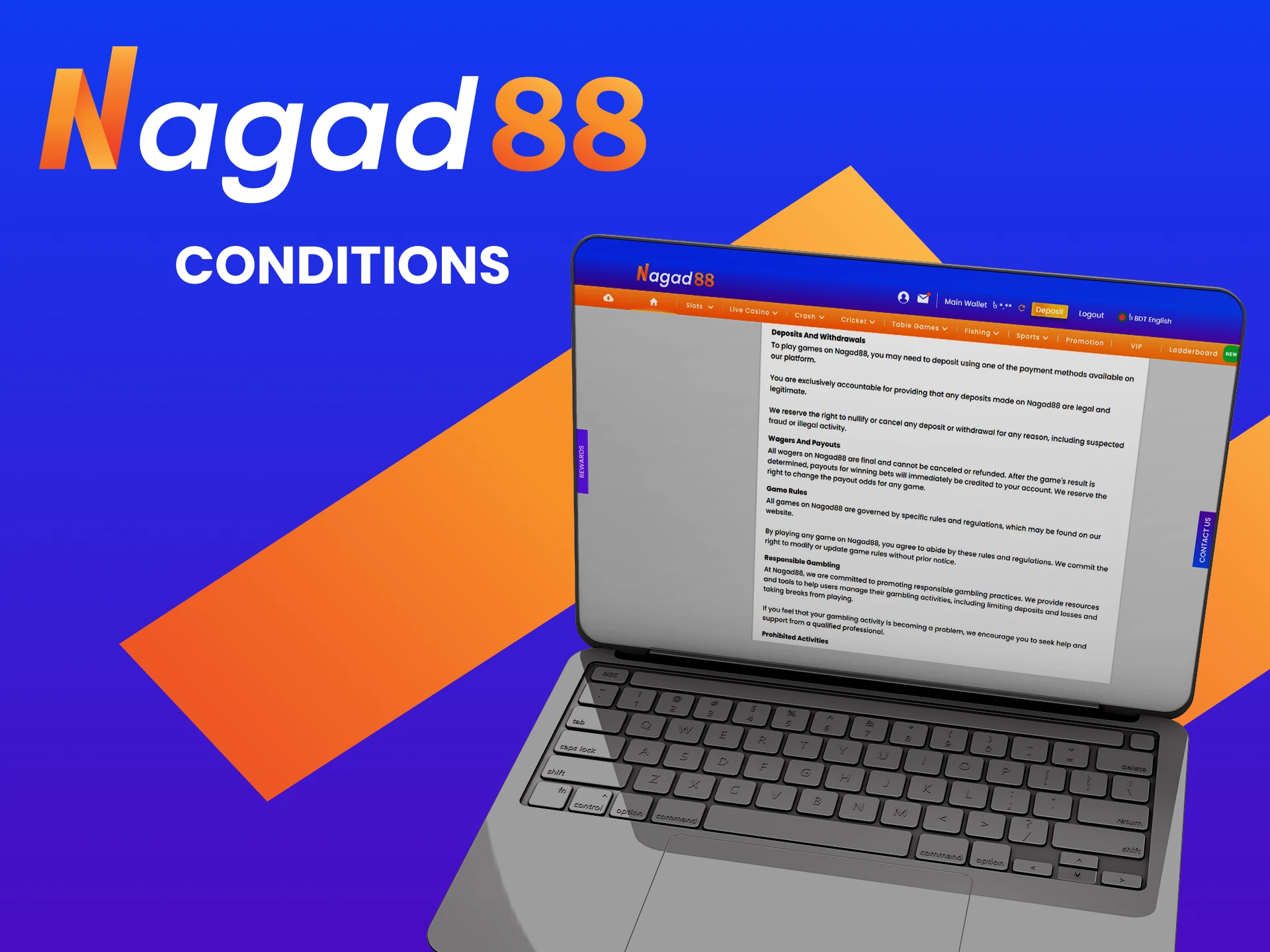 Review the terms and conditions for deposits and withdrawals on Nagad88.