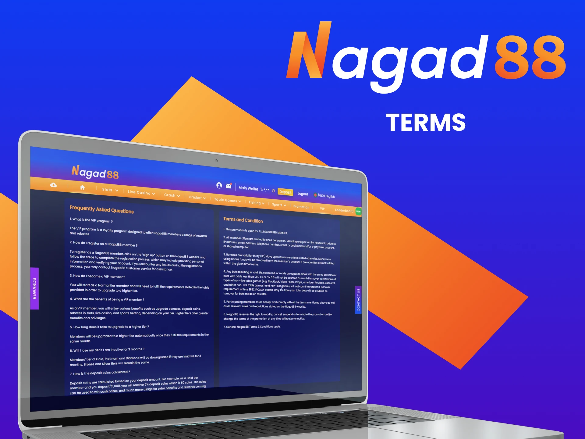 Read the terms and conditions of the Nagad88 VIP program.