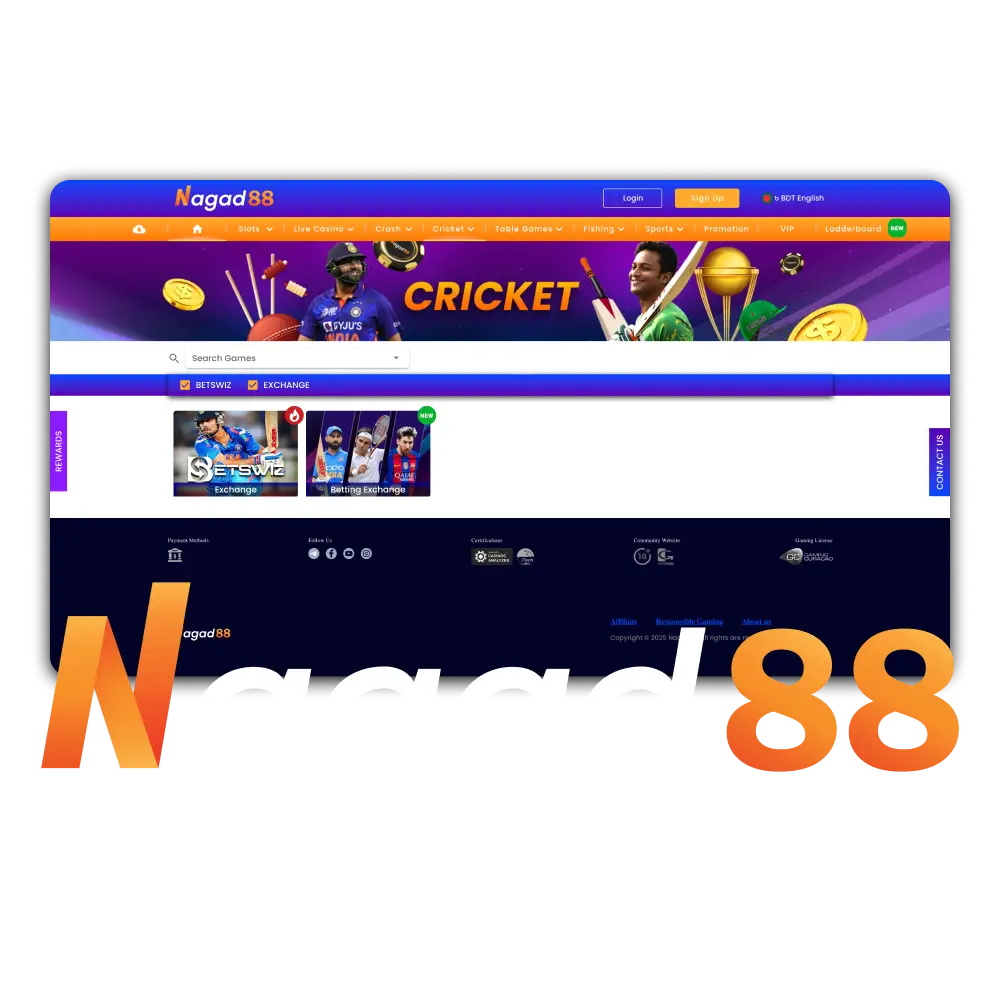 Bet on cricket at official Nagad88 website in Bangladesh.