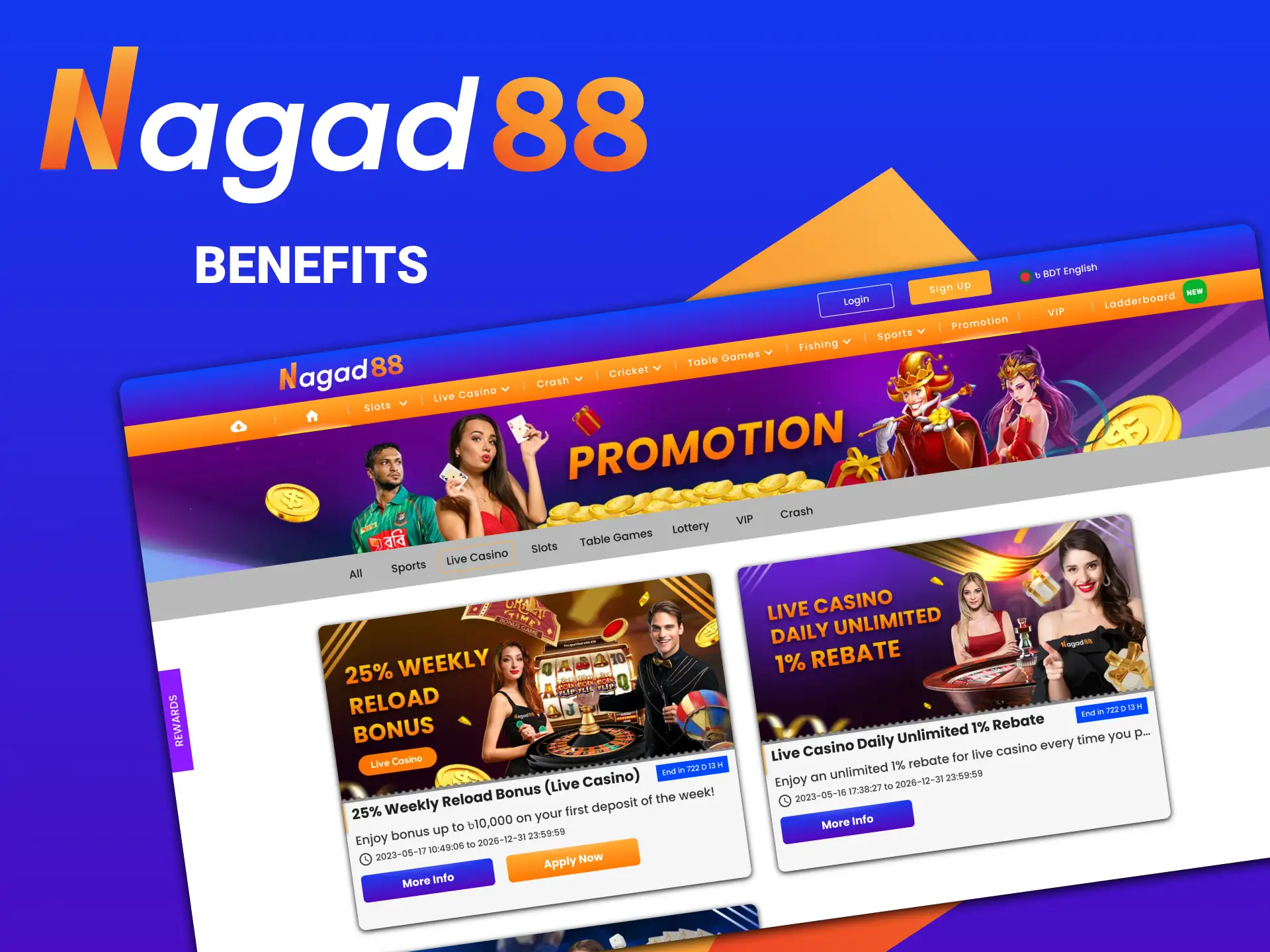 Nagad88 offers you the best set of gambling options.