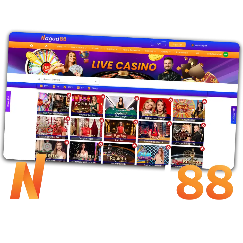 Play live casino games at Nagad88 official platform.