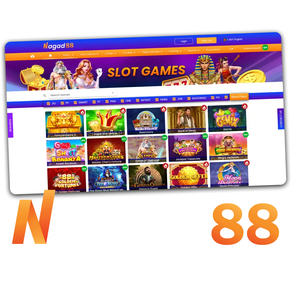 Nagad88 offers hundreds of slot machines for every taste.