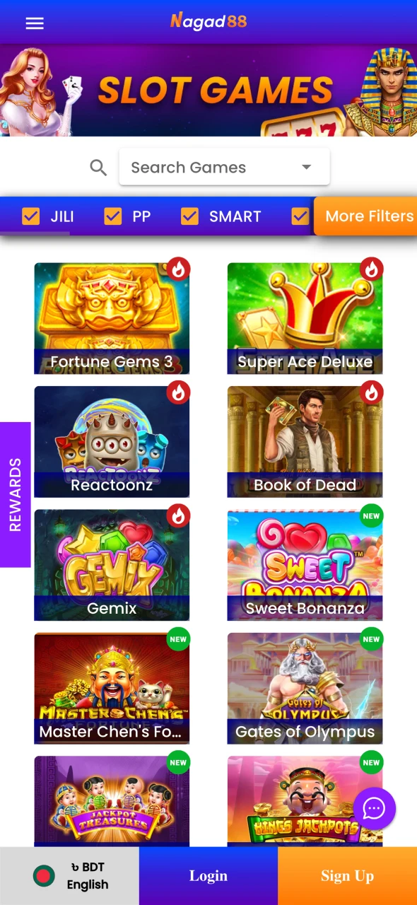 Play casino games on official Nagad88 platform.